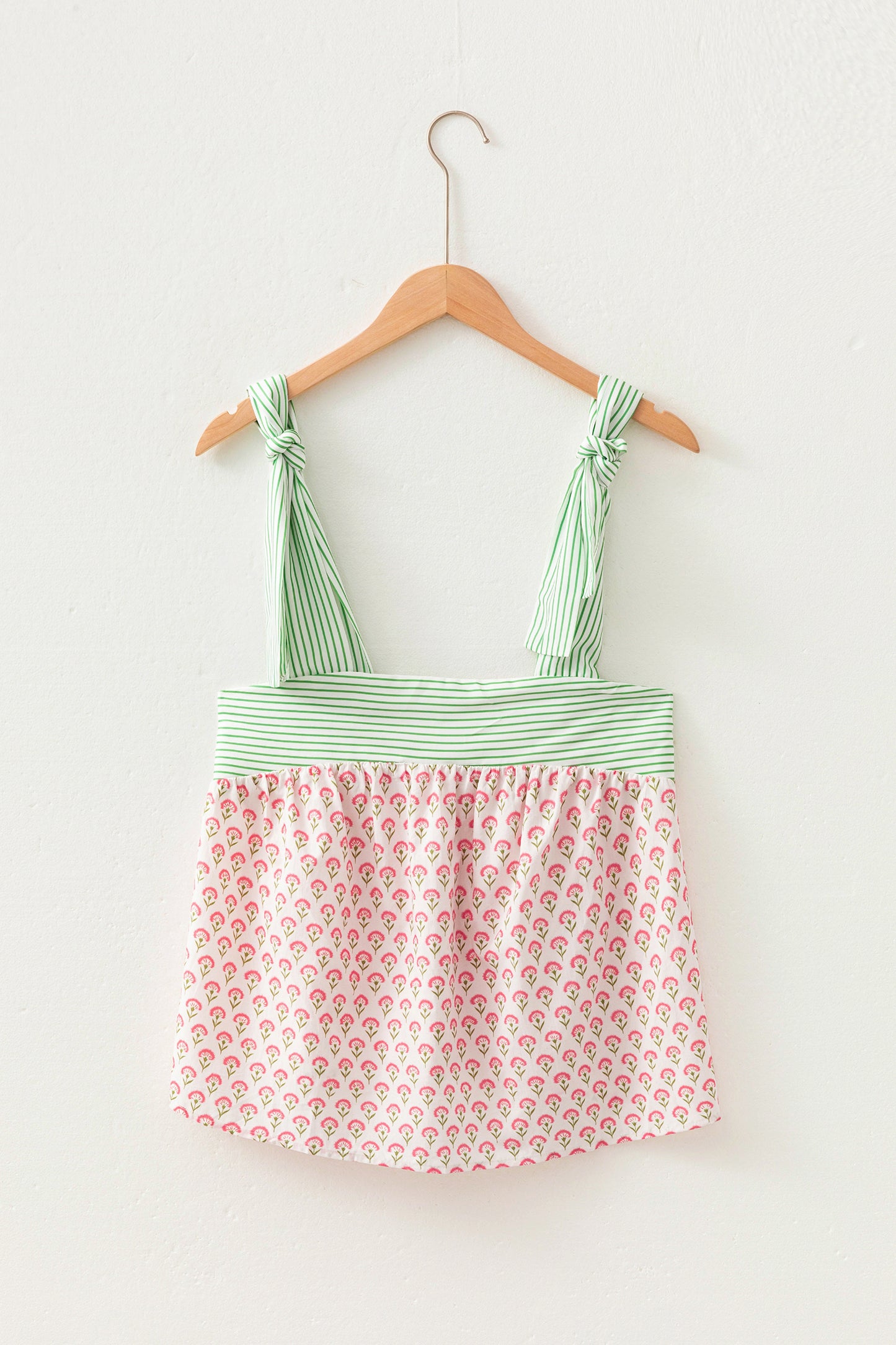 Pink Fashion Printed Knot Straps Babydoll Tank Top