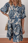 Blue Boho Floral Print Buttoned Collared Loose Fit Mini Dress