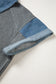 Carbon Grey Denim Color Block Patchwork Shirt Collar Short Sleeve Blouse
