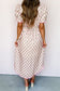 Pink Floral Print V Neck Scallop Trim Button Front Short Sleeve Long Dress