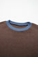 Dark Brown Long Sleeve Round Neck Patchwork Colorblock Plus Size Set