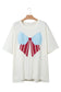 White Distressed Flag Bow Patched Plus Size T Shirt