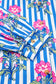 Blue Striped Floral Print Buttoned Cuffs Loose Fit Shirt
