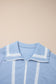 Sky Blue Lace Accent Zipped Collar Short Sleeve Top Sweatpants Set