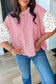 Black Stripe Floral Puff Sleeve Patchwork Round Neck Loose Top