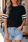 Fiery Red Varsity Striped Short Sleeve Crew Neck T Shirt