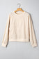 Beige Raw Edge Flower Patch Drop Shoulder Casual Top