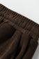 Dark Brown Solid Color Textured Knit Drop Shoulder Pullover Drawstring Shorts Set