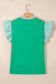 Dark Green Plus Size Button Front Ruffled Stripe Trim V Neck Flutter Sleeve Blouse