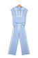 Sky Blue Lace Accent Zipped Collar Short Sleeve Top Sweatpants Set