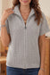 Jet Stream Solid Color Short Sleeve Zipper Knit High Neck Sweater
