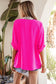 Black Dolman Half Sleeve Leopard Patchwork Trim V Neck Blouse
