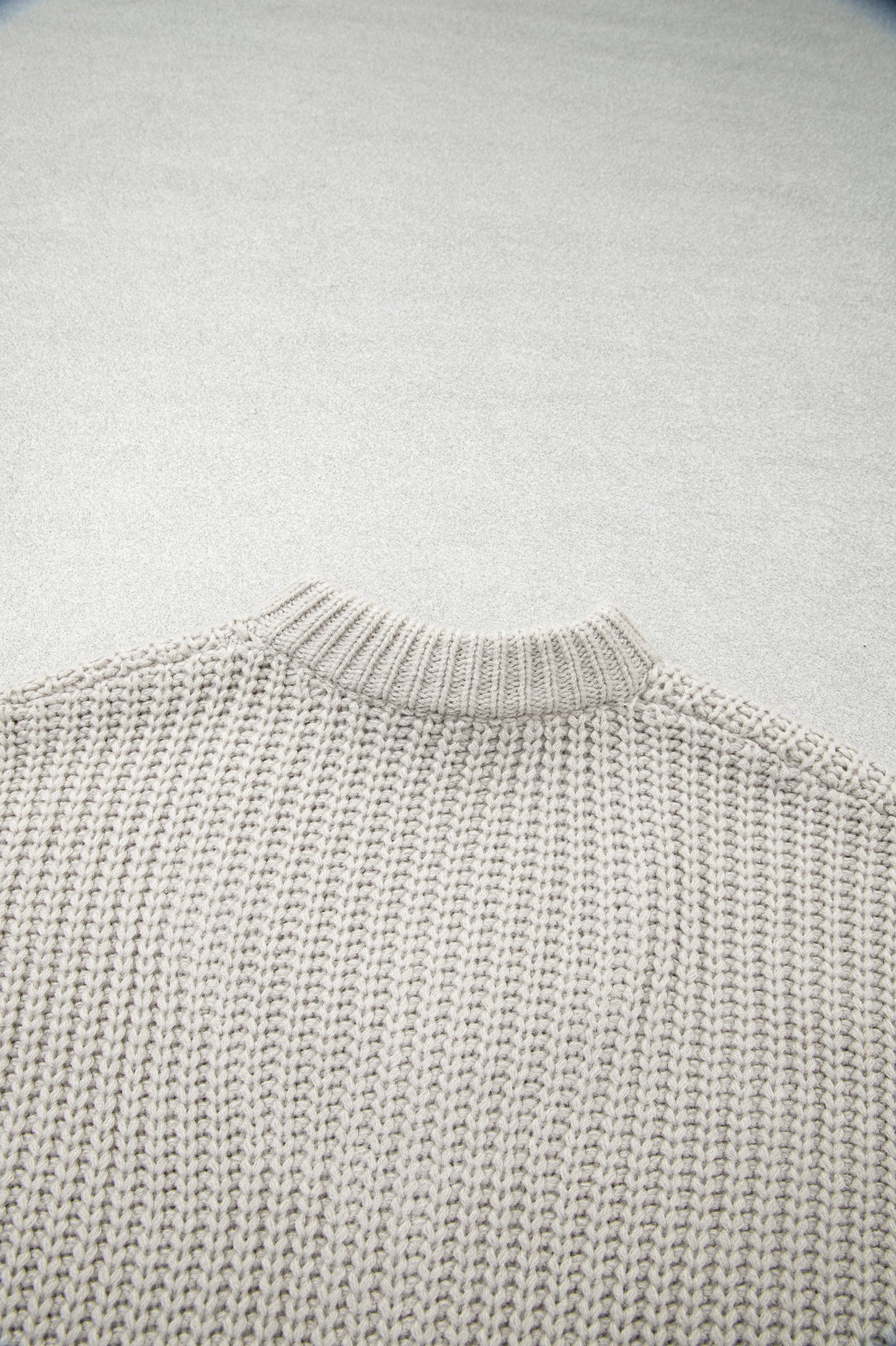 Jet Stream Solid Color Short Sleeve Zipper Knit High Neck Sweater