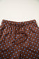 Brown Polka Dot Drawstring Wide Leg Long Sleeve Top Pant Set