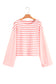 Pink Stripe Textured Contrast Dropped Long Sleeve Top