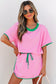Apricot Colorblock Edge Drop Shoulder T Shirt and Skort 2Pcs Set