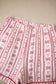 Red Cute Bow Heart Print Ribbon Decor Short 2pcs Pajama Set