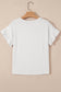 Black Solid Color Ribbed Ruffled Short Sleeve T Shirt