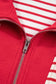 Red Stripe Quarter Zip Polo Collar T Shirt Dress with Pockets
