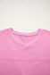 Bonbon Solid Loose V Neck Half Sleeve Tee and Shorts