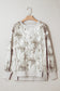 Gray Leafy Camo Print Exposed Seam Patchwork Baggy Slit Sweatshirt