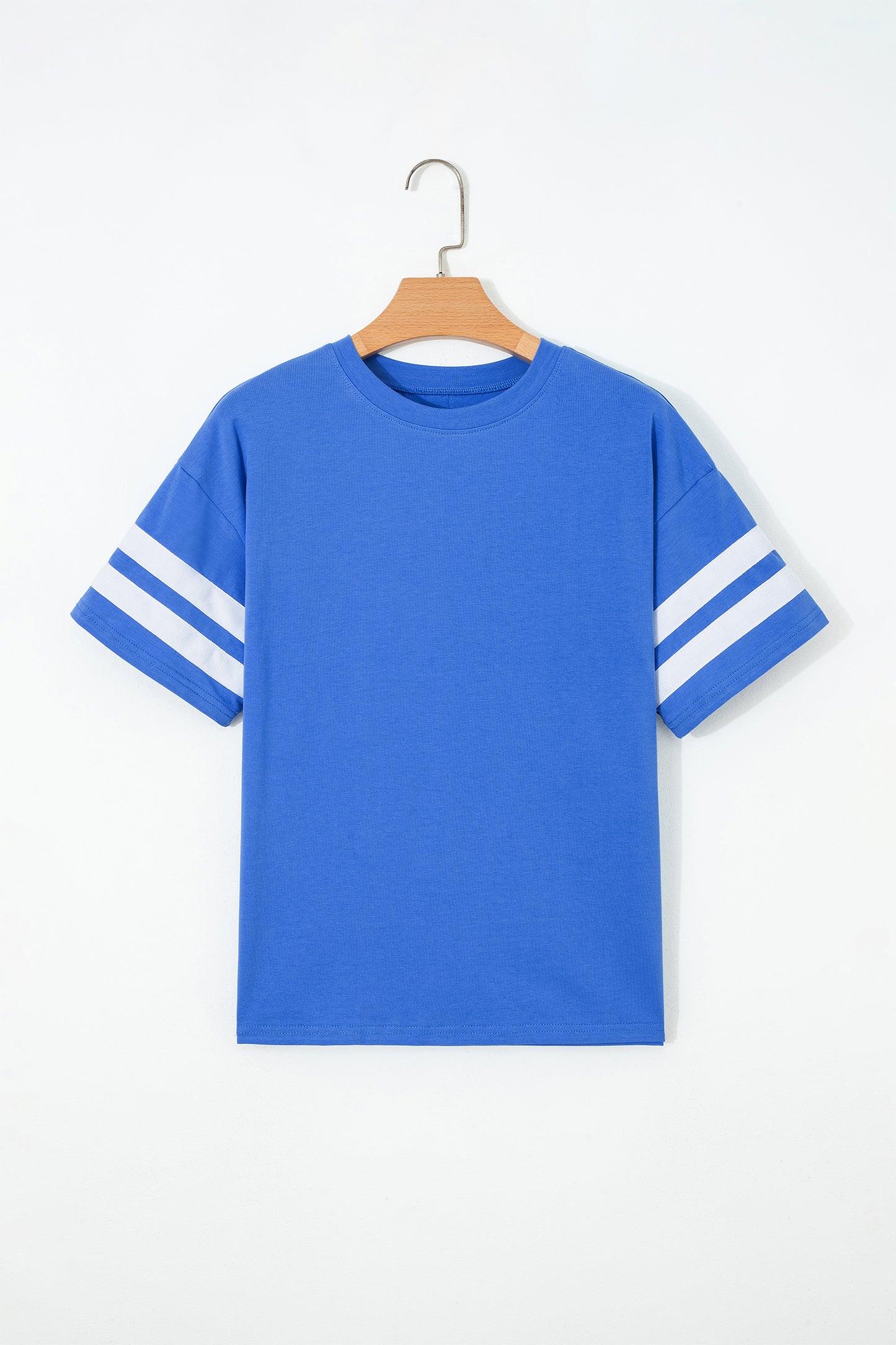 Fiery Red Varsity Striped Short Sleeve Crew Neck T Shirt