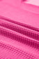 Strawberry Pink Waffle V Neck Short Sleeve Knit Top
