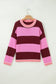 Pink Stripe Striped Drop Shoulder Long Sleeve Pullover Regular Fit Knit Sweater