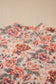 Pink Plus Size Floral Mock Neck Long Sleeve Slim Top