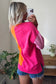 Light Blue Colorblock Gingham Sleeve Crewneck Sweatshirt