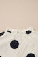 Apricot Casual Polka Dot V-Neck Ruffle Short Sleeve Shift Blouse