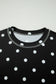 Black Exposed Seam Detail Polka Dot Loose Tee Drawstring Shorts Set