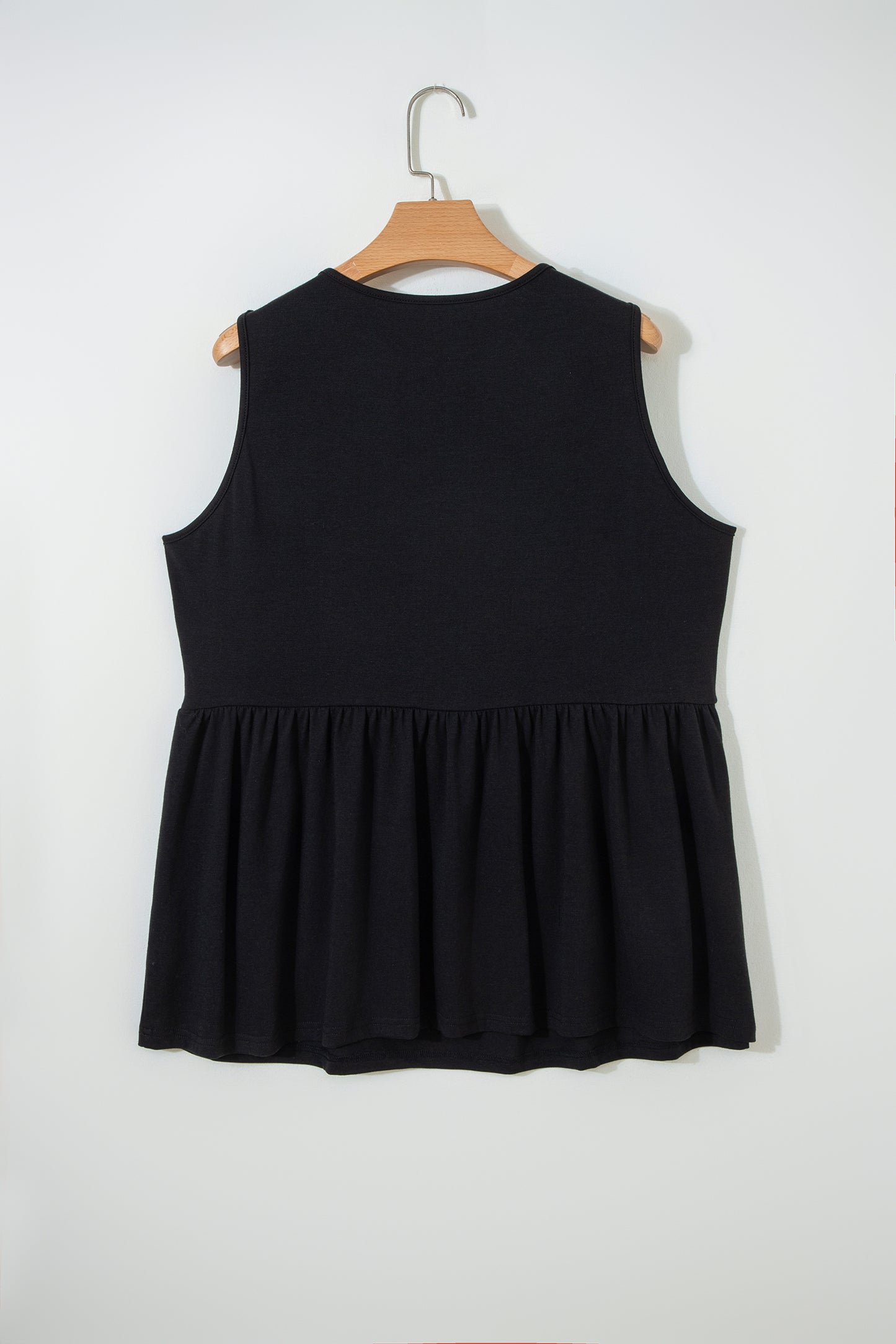 Blue Sapphire Plus Size Solid Color Bow Tie Peplum Tank Top