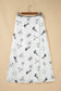 White Western Print Satin Long Skirt