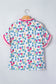 Rose Floral Print Ruffle V-Neck Short Sleeve Loose Tunic Shirt