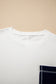 White Exposed Seam Detail Color Block Patch Pocket Drop Shoulder Sweatshirt