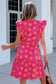 Rose Double Polka Dot V Neck Ruffled Short Sleeve Dress