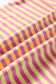 Pink Stripe Colorblock Trim V Neck Tee Drawstring Elastic Waist Short Set