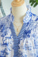 Blue Wild Animal Paradise Striped Detail V Neck Blouse