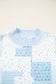 Khaki Patchwork Floral Print Mock Neck Long Sleeve Sweatshirt