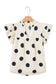 Apricot Casual Polka Dot V-Neck Ruffle Short Sleeve Shift Blouse