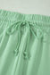 Mist Blue Solid Color Ribbed Trim Short Sleeve Top Drawstring Loose Pants 2pcs Outfit