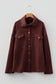 Red Sandalwood Ribbed Knit Buttons Front Flap Pocket Casual Shacket