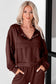 Chicory Coffee Button Drawstring Cropped Hoodie Jogger 2pcs Set