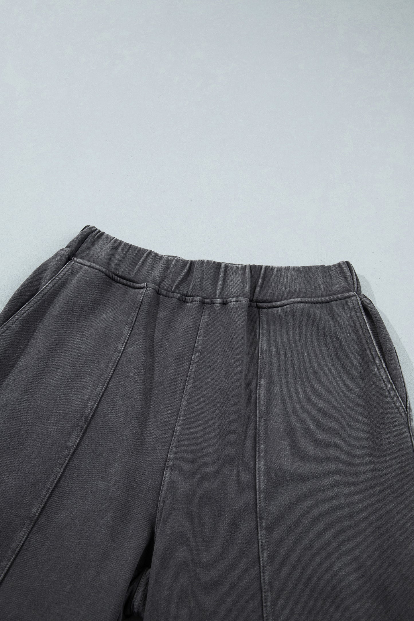 Carbon Grey Mineral Wash Seam Detail Elastic Waist Barrel Pants