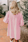 Sky Blue Stripe Color Block Patchwork Shirt Collar Button Down Puff Sleeve Mini Dress