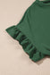 Black Solid Color Ribbed Ruffled Short Sleeve T Shirt
