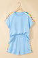 Mist Blue Granny Square Crochet Detail Short 2pcs Set
