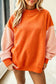 Black Plaid Sleeve Colorblock Loose Tunic Sweatshirt