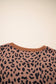 Khaki Leopard Striped Patchwork Plus Size Loose Sweatshirt
